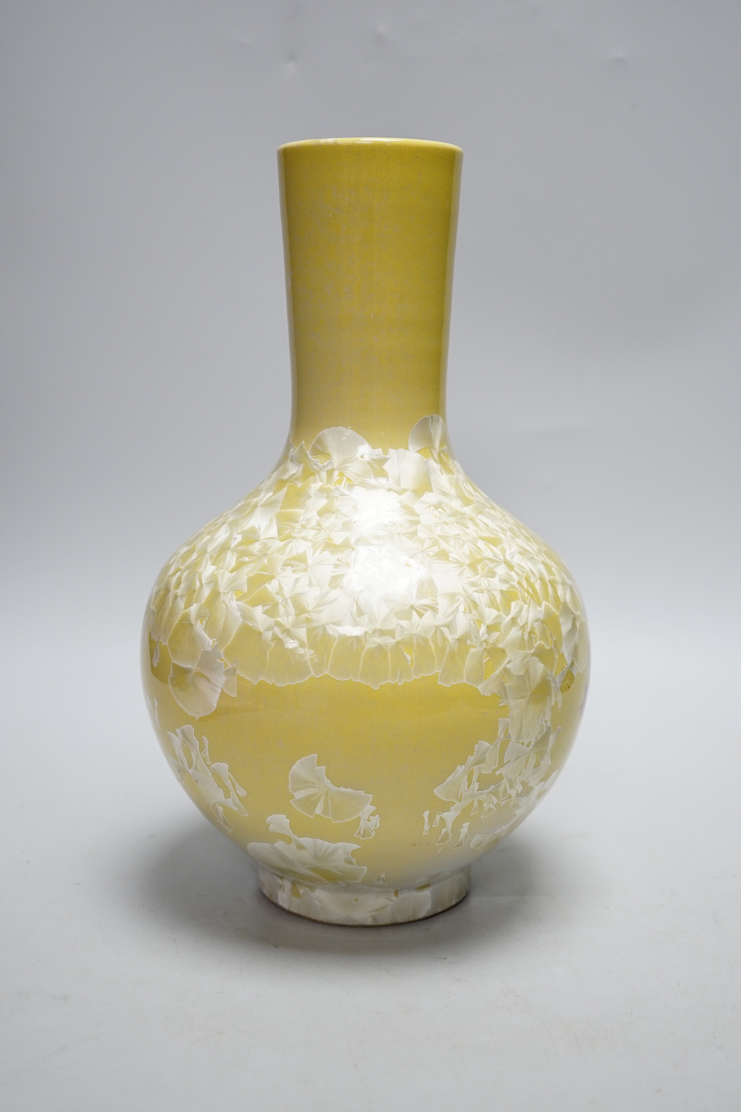 A Japanese glazed vase on yellow ground with carp decoration, 28cm